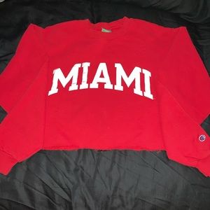Cropped Embroidered Miami Champion Sweatshirt
